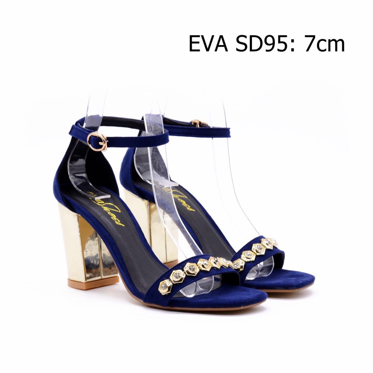 Giày xăng đan cao gót EVA SD95 cao 7cm phối họa tiết trang nhã, nổi bật.